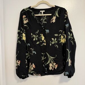 Joie silk floral blouse black with flowers size small